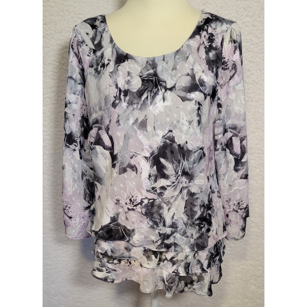 Alex Evenings Women's Blouse Top Size XL NEW NWT 3/4 Sleeve Asymmetrical 1739